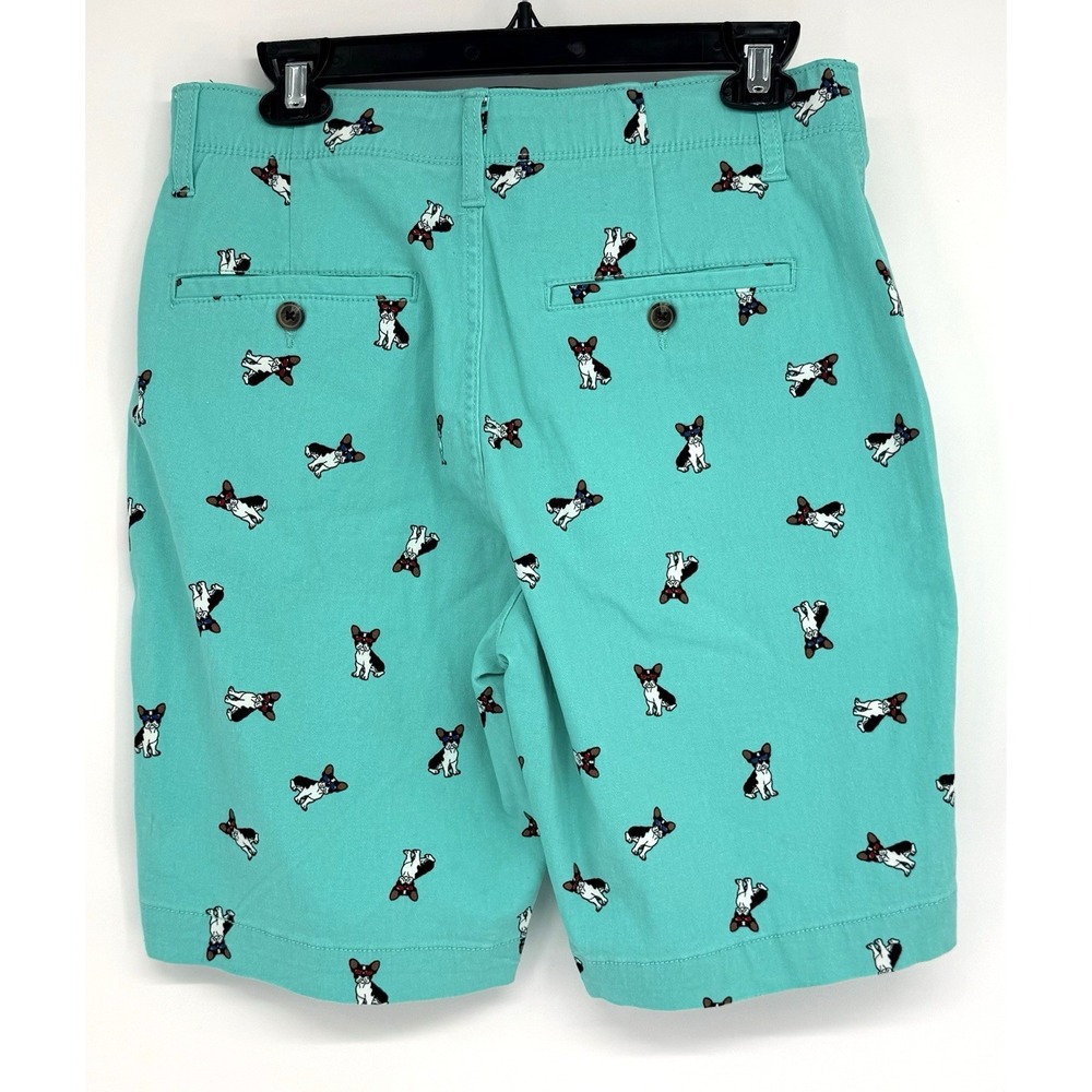 Plugg Flex Mens Sz 30 French Bulldog Bermuda Shorts Teal Green Flex Waist Dog - Picture 6 of 9